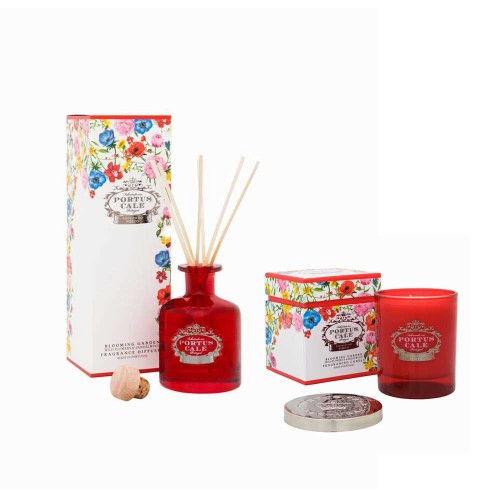 PORTUS CALE Blooming Garden Reed Diffuser & Aromatic Candle Red Set