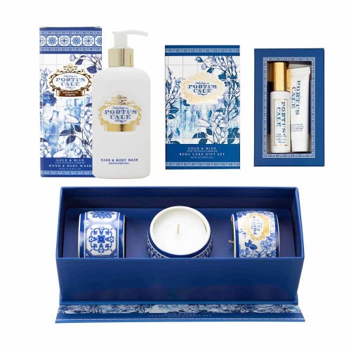 Portus Cale Gold & Blue Candle Set