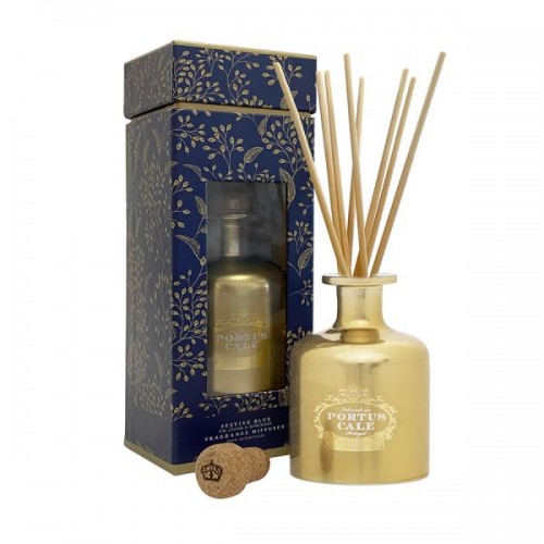 PORTUS CALE Festive Blue Reed Diffuser 250ml (Gold Glass) 