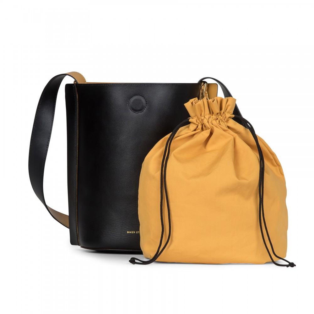 BIKER STARLET Reversible Bucket Bag Mustard/Black