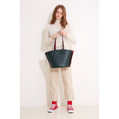 BIKER STARLET Reversible Shopper Bag Deep Green/Red
