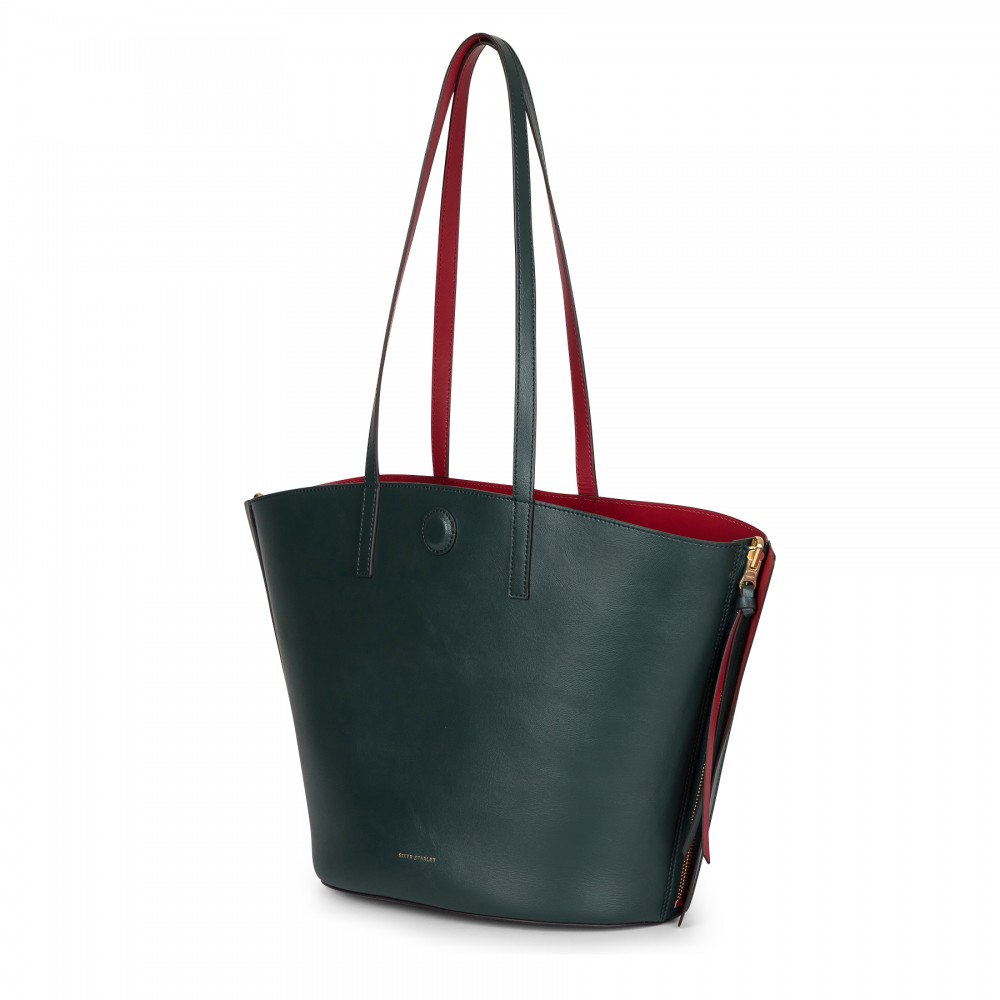 BIKER STARLET Reversible Shopper Bag Deep Green/Red