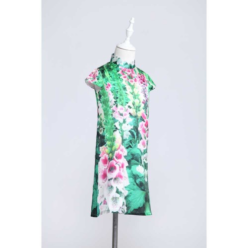Yi-Ming Kids Snapdragons Print Silk Dress