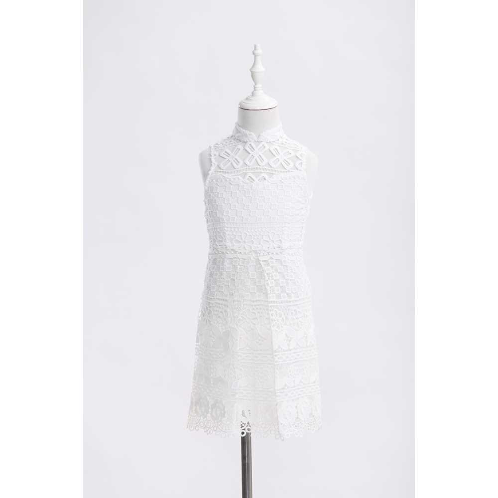 Yi-Ming Kids White Floral Lace Qipao