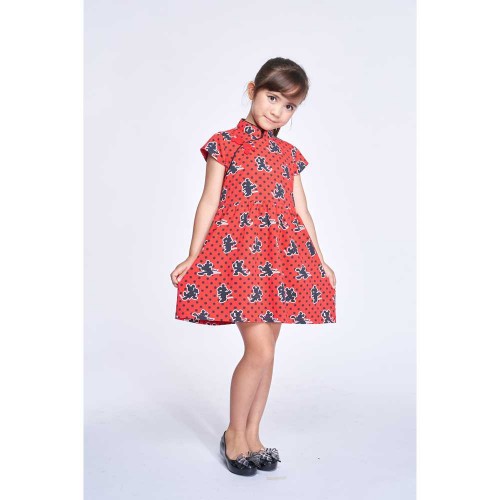Yi-Ming DISNEY Girls' Kungfu Mickey Cotton Gathered Dress