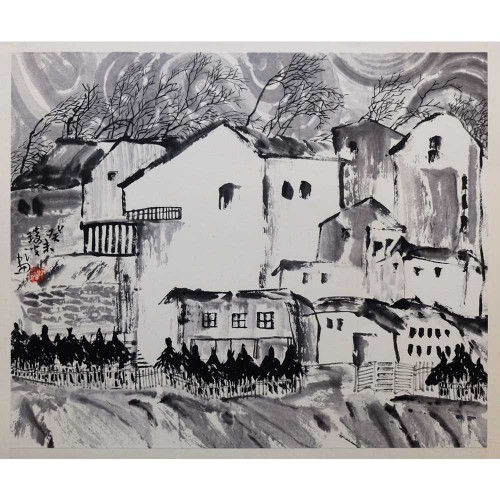 POMO Chinese Painting - Greyscale Starry Night