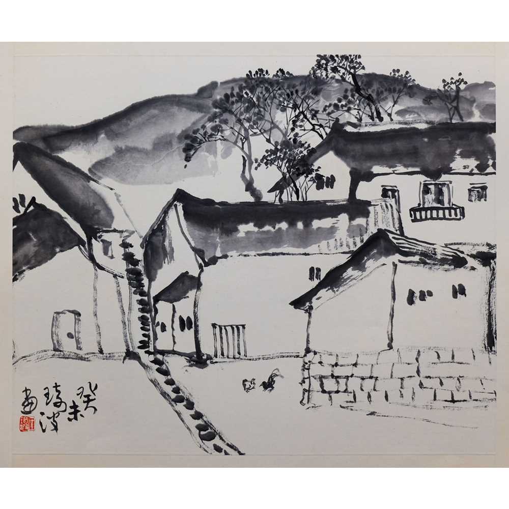 POMO Chinese Painting - Scenes from a Chinese Village - Black and White